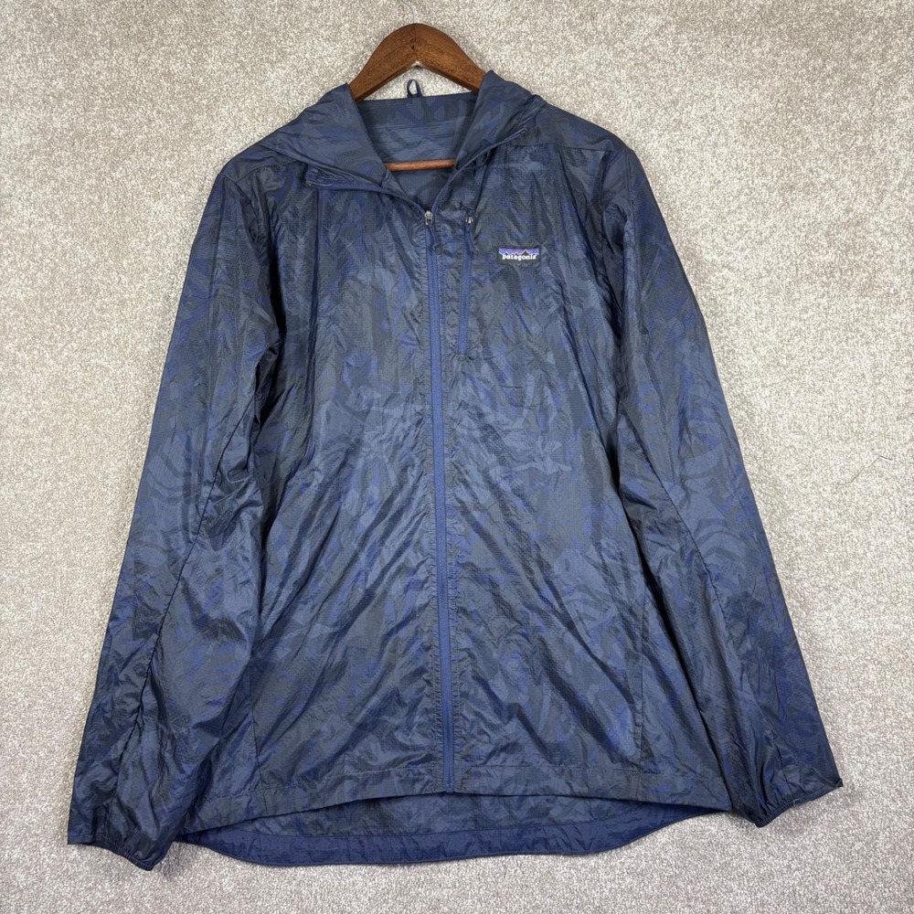 Patagonia Houdini Jacket Mens Large Blue Camo Leaf Windbreaker Nylon Ripstop